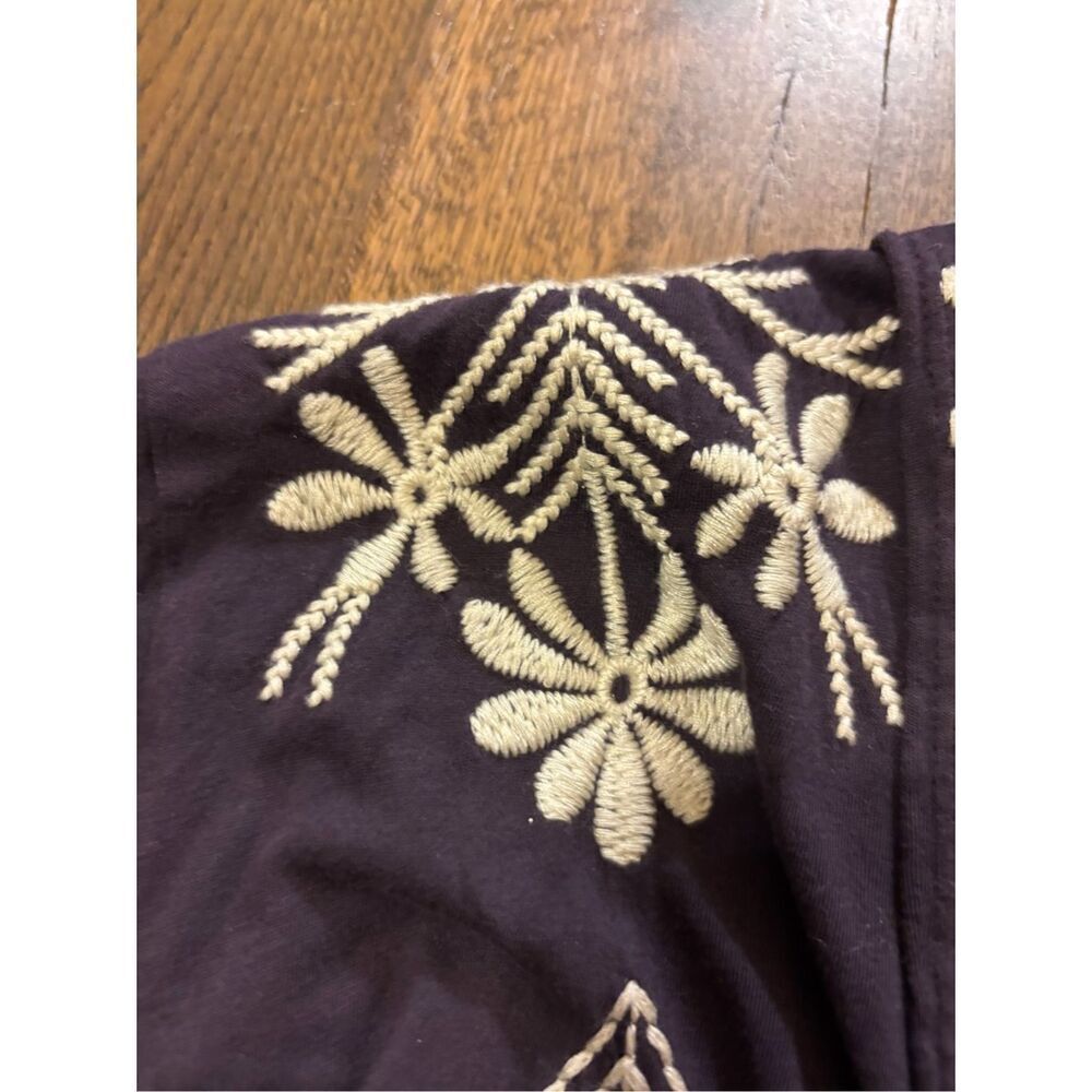 Johnny Was deep purple plum embroidered kimono cardigan jersey cotton L - Picture 8 of 10